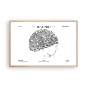 Een poster in een licht eiken lijst - Anatomie van Toronto - 91x61 cm
