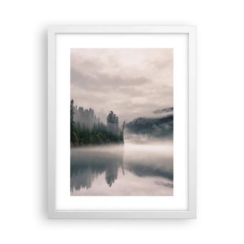 Poster in een witte lijst - In reflectie, in de mist - 30x40 cm