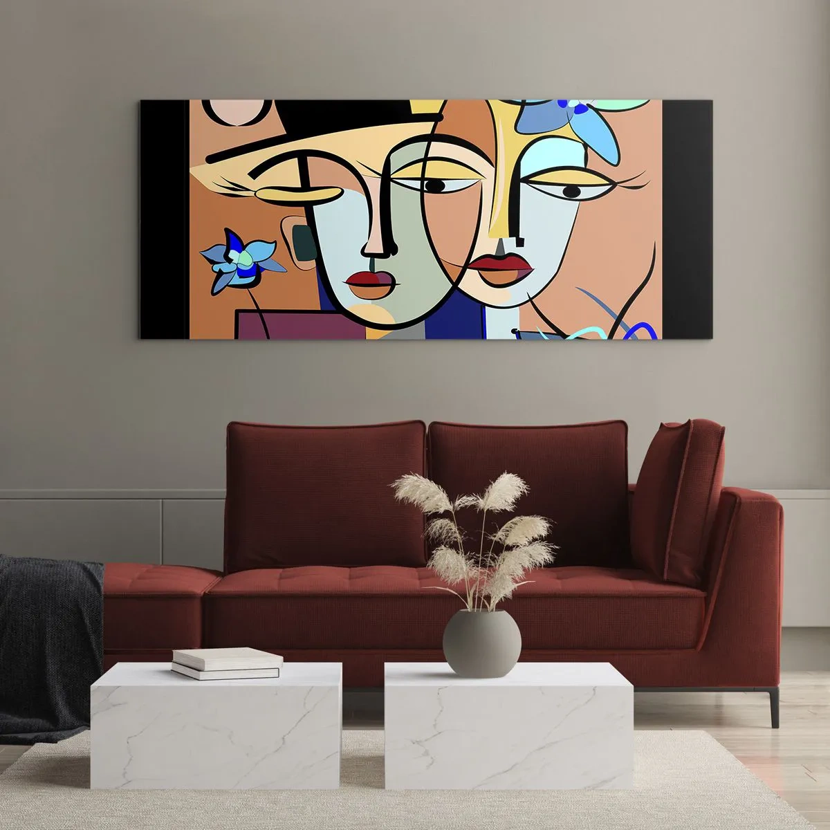 Schilderen op glas - Picasso's randez-vous - 120x50 cm