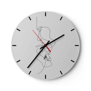 Wandklok - Klok - Minimalistische gezichtscontouren in zwarte lijnen op een witte achtergrond - 30x30cm - De hitte van bittere verlangens - Moderne wanddecoratie voor woonkamer, keuken en slaapkamer ARTTOR