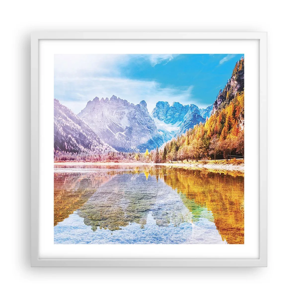 Poster in een witte lijst - En het is al herfst in de bergen - 50x50 cm