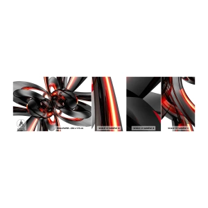 Fotobehang Monster Zelfklevend Deluxe Sticker - Beweging in grafiet en rood - Abstractie, 3D, Deel - 100x30 cm