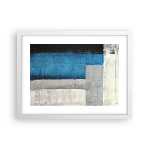 Poster in een witte lijst - Een poëtische compositie van grijs en blauw - 40x30 cm