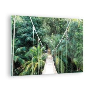 Schilderen op glas - Hangbrug in een tropisch bos - 70x50cm - Welkom in de jungle! - Moderne wanddecoratie voor woonkamer en slaapkamer ARTTOR