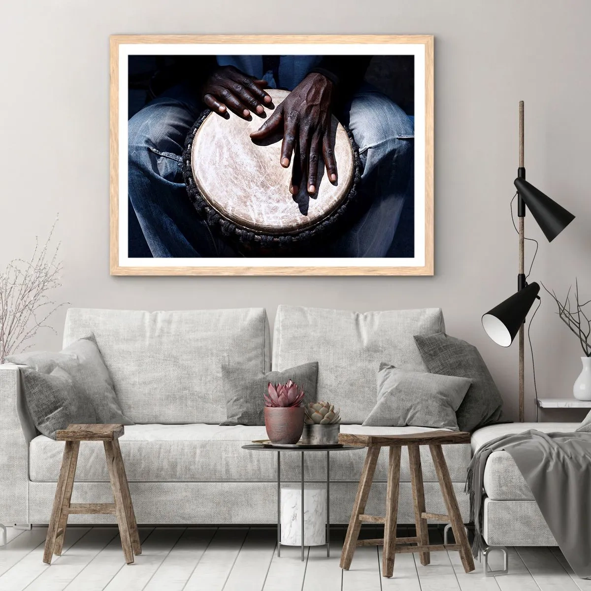 Een poster in een licht eiken lijst - Leef in je eigen ritme - 50x40 cm