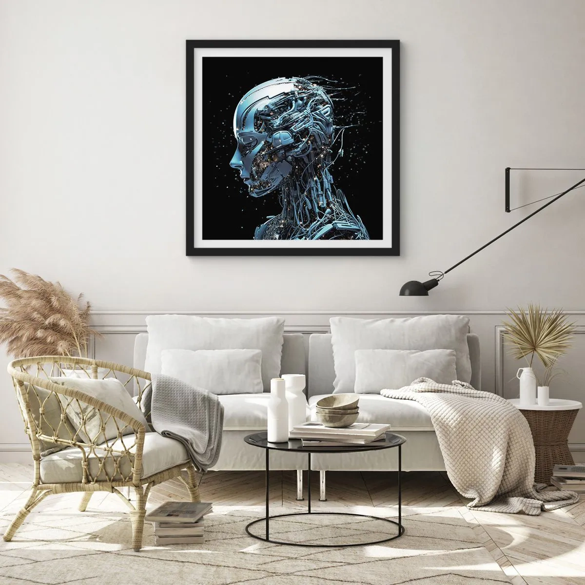 Poster in een zwarte lijst - Technologie is een vrouw - 30x30 cm