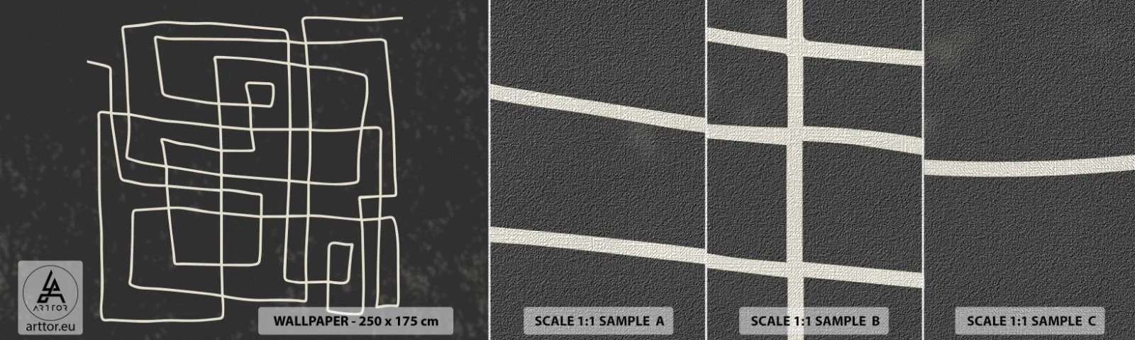 Fotobehang Monster Premium Canvas - Niet zo eenvoudig - Abstractie, Deel, Zwart en wit - 100x30 cm