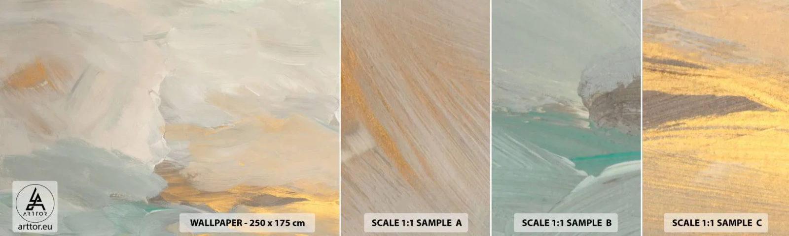 Fotobehang Staaltje Standard Eco - Abstractie – het land van zachtheid - Deel, Helder, Minimalistisch - 100x30 cm