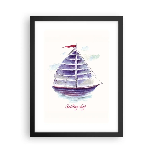 Poster in een zwarte lijst - Volle zeilen en rustig water - 30x40 cm
