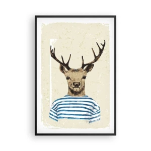 Poster in een zwarte lijst - Omdat ik van gestreepte t-shirts hou! - 61x91 cm