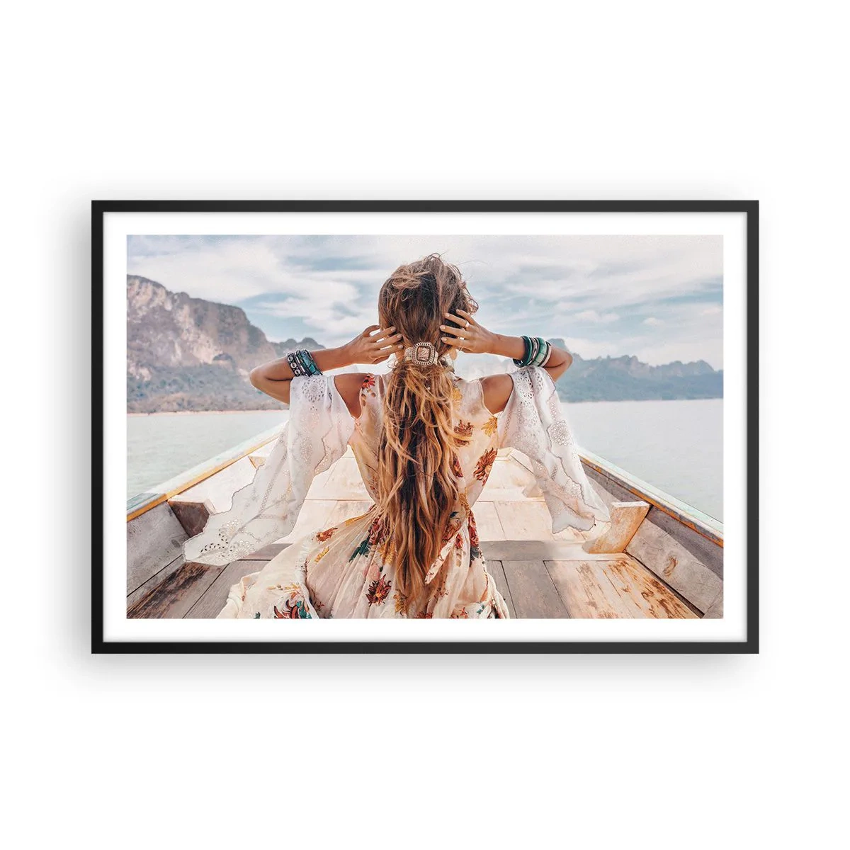 Poster in een zwarte lijst - Op weg naar geluk - 91x61 cm