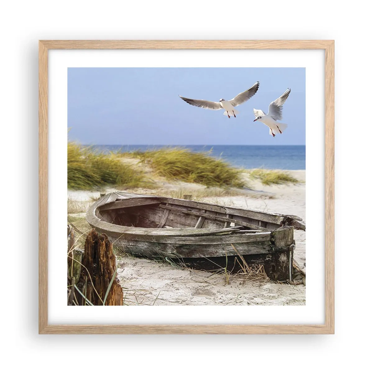 Een poster in een licht eiken lijst - Badend in de wind - 50x50 cm