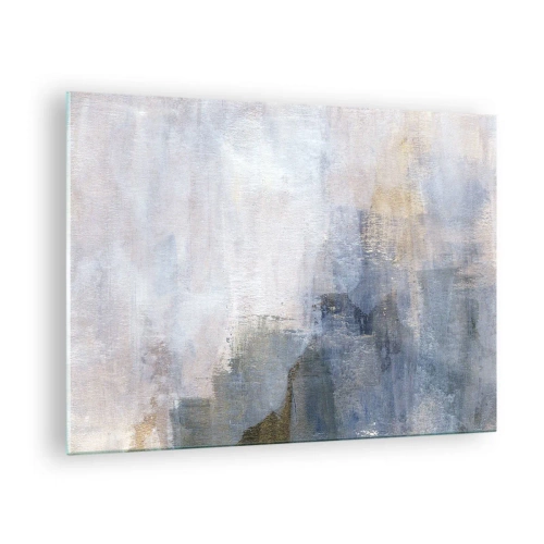 Schilderen op glas - Een abstracte compositie in koele blauw- en beigetinten. - 70x50cm - Kleurtonen en akkoorden - Moderne wanddecoratie voor woonkamer en slaapkamer ARTTOR
