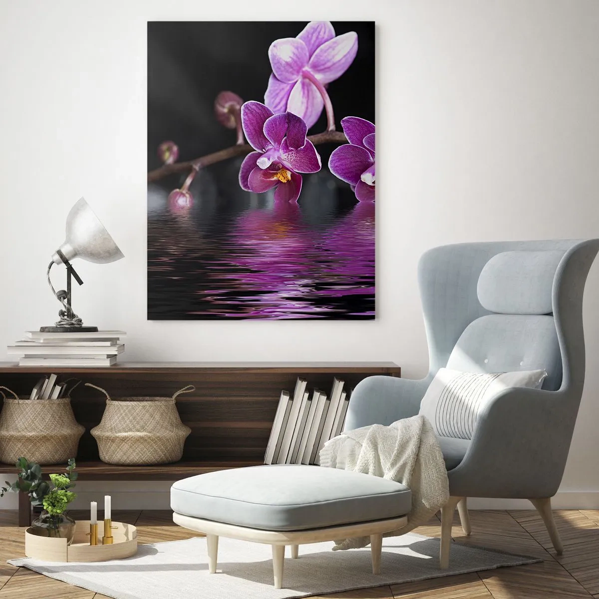 Schilderen op glas - Lila weerspiegeling van schoonheid - 50x70 cm