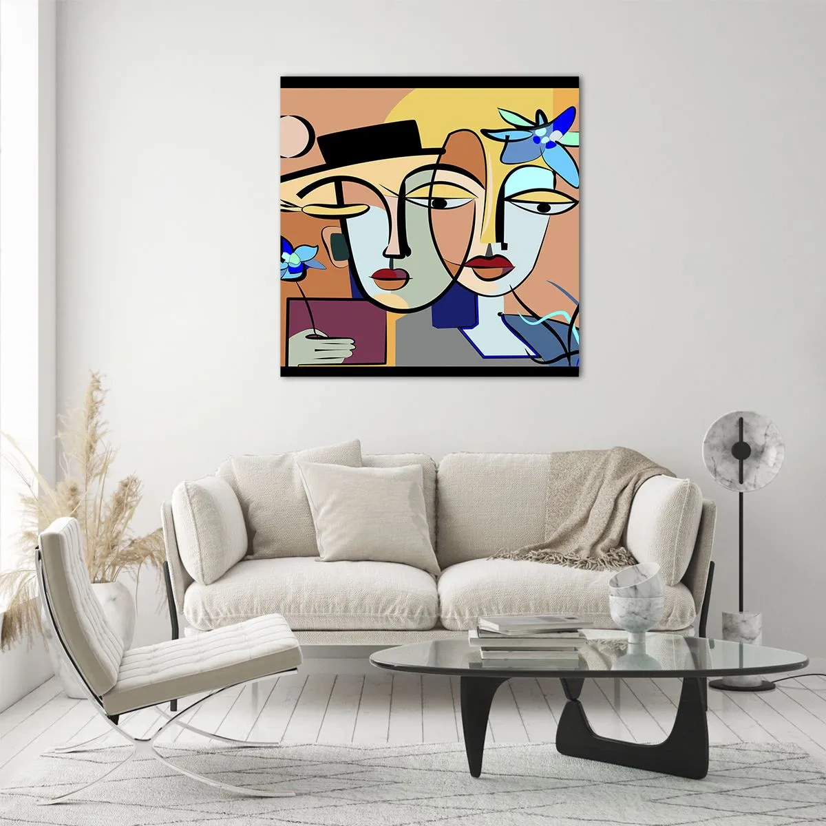 Schilderen op glas - Picasso's randez-vous - 70x70 cm