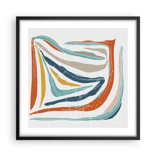 Poster in een zwarte lijst - Abstractie met een vriendelijke glimlach - 50x50 cm