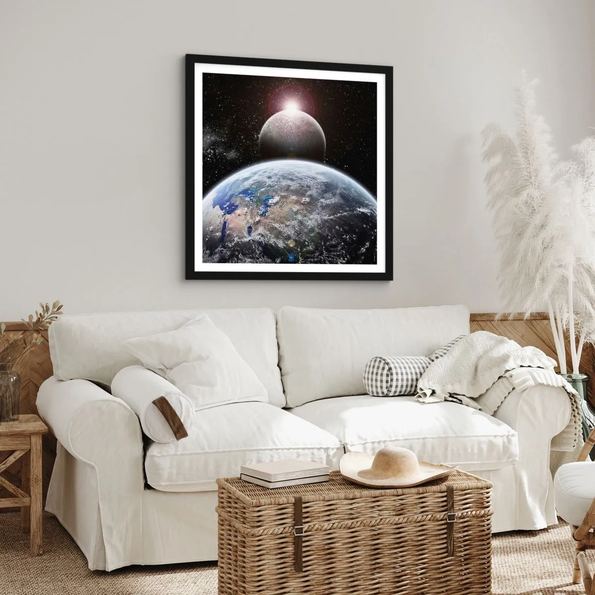 Poster in een zwarte lijst - Kosmisch landschap - zonsopgang - 30x30 cm