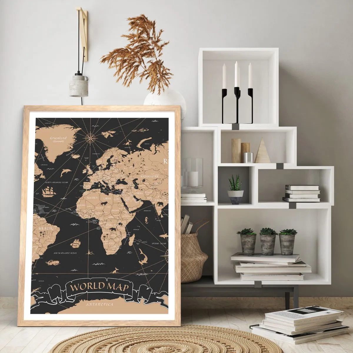 Een poster in een licht eiken lijst - De grenzen van mijn wereld - 70x100 cm