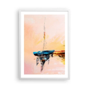 Poster in een witte lijst - Avond in de jachthaven - 50x70 cm