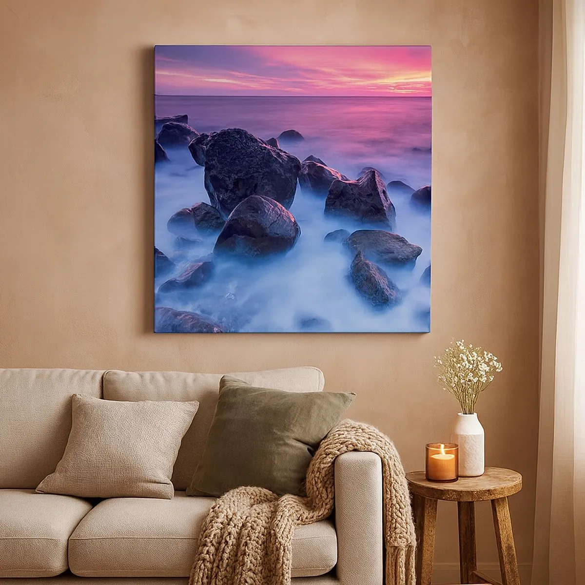 Schilderen op canvas - Geboorte in licht en mist - 30x30 cm