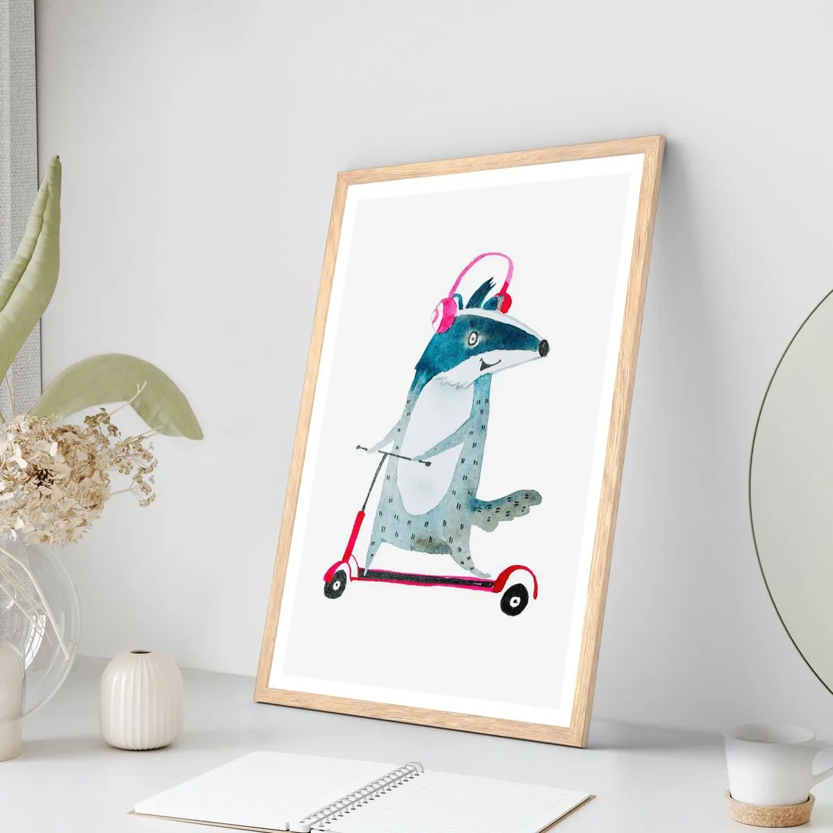 Een poster in een licht eiken lijst - Badger vreugde - 70x100 cm