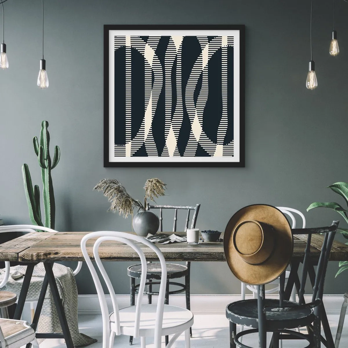 Poster in een zwarte lijst - Een poging om de duisternis te doorbreken - 50x50 cm