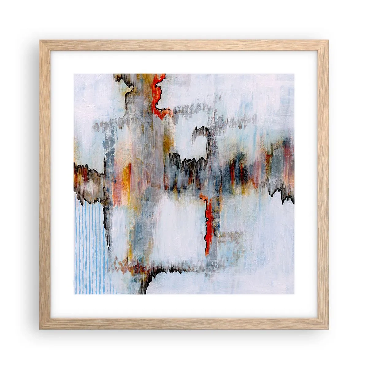 Een poster in een licht eiken lijst - Een stok op het water - 40x40 cm