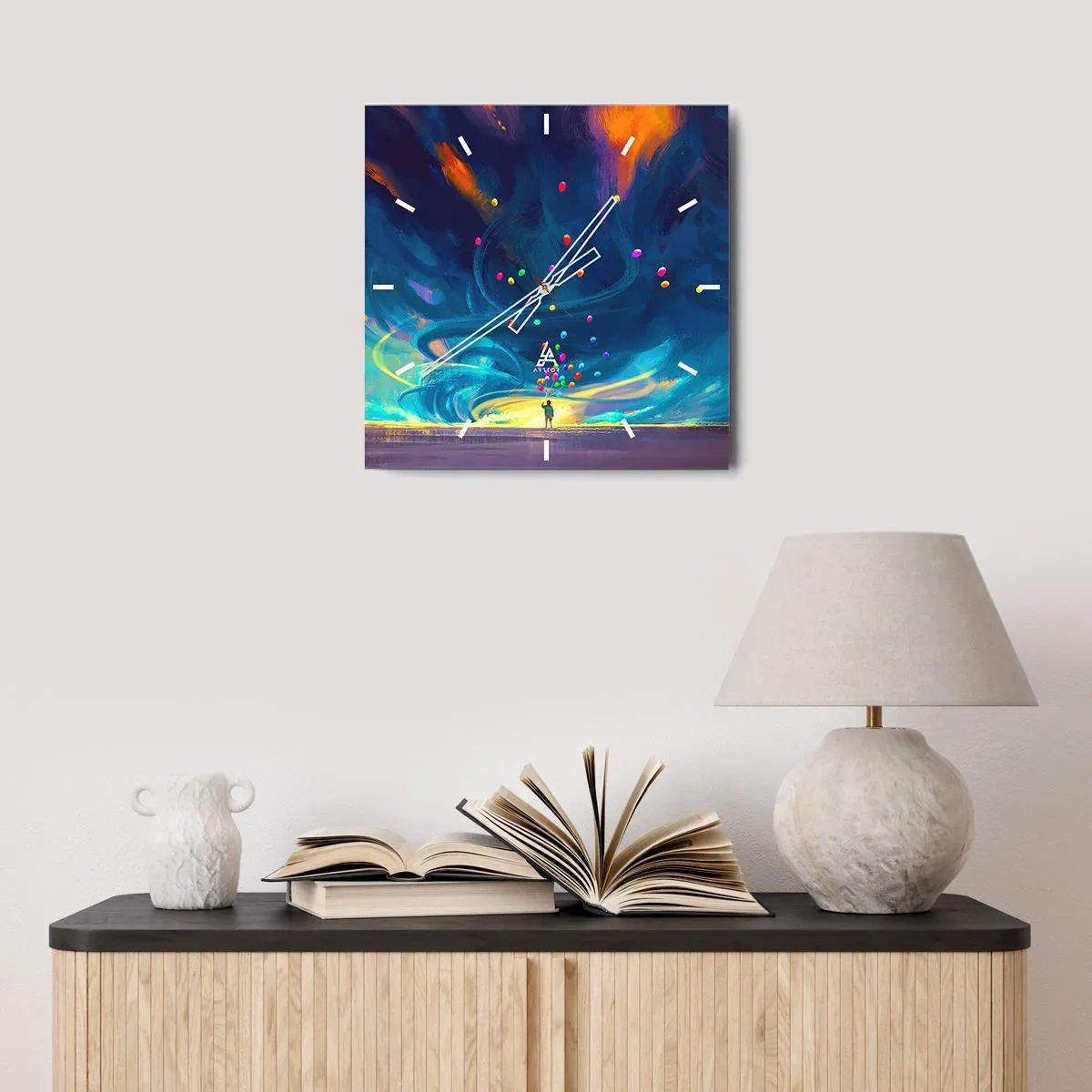 Wandklok - Klok - Naar de blauwe wind - 40x40 cm