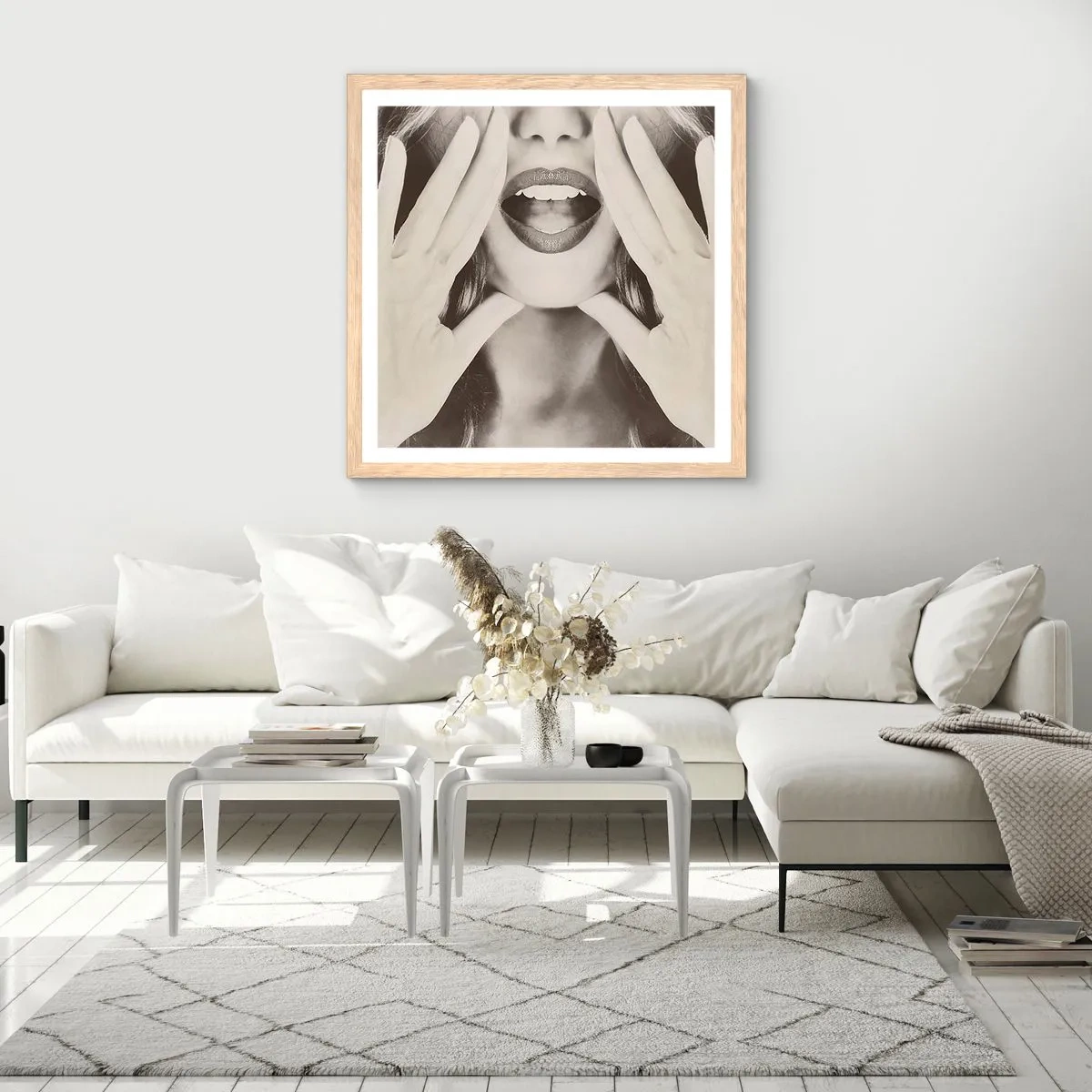 Een poster in een licht eiken lijst - Ik kom al! - 60x60 cm