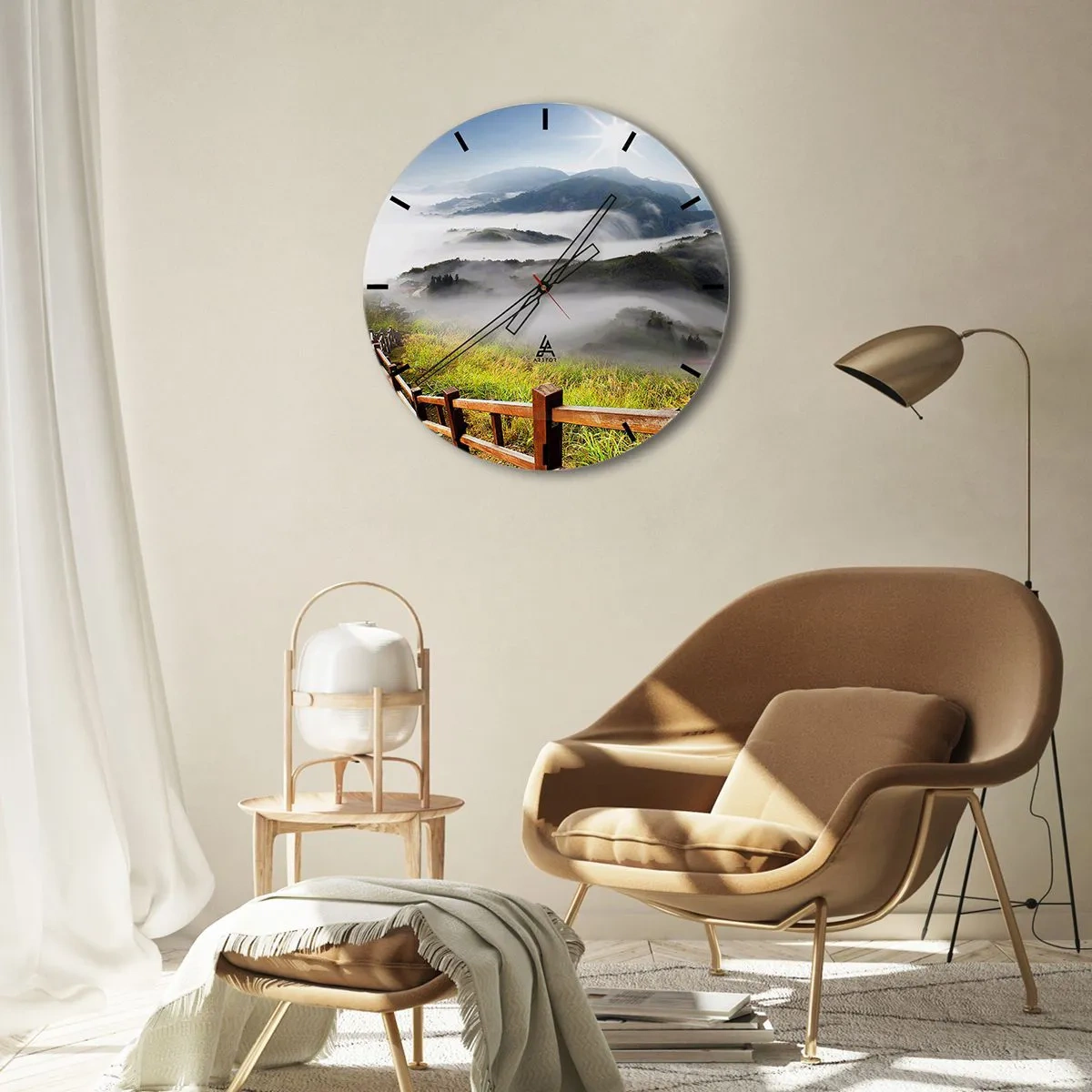 Wandklok - Klok - Geweven van schittering en mist - 40x40 cm