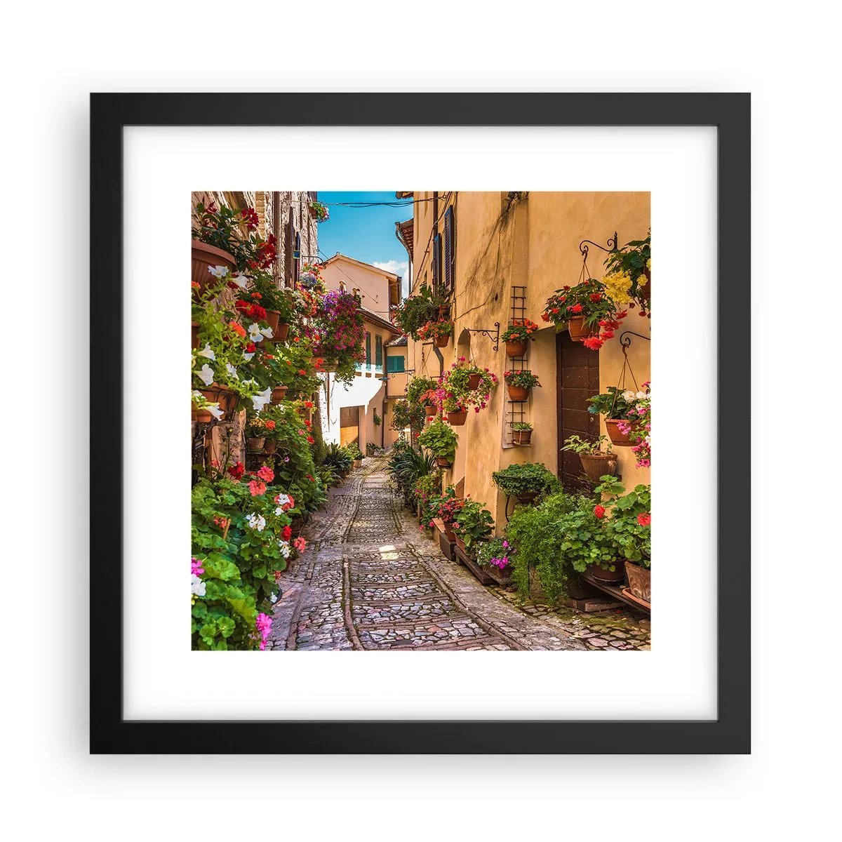 Poster in een zwarte lijst - Italiaans zijstraatje - 30x30 cm