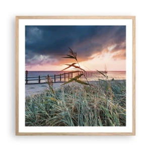 Een poster in een licht eiken lijst - Het gaat niet met de wind mee - 60x60 cm
