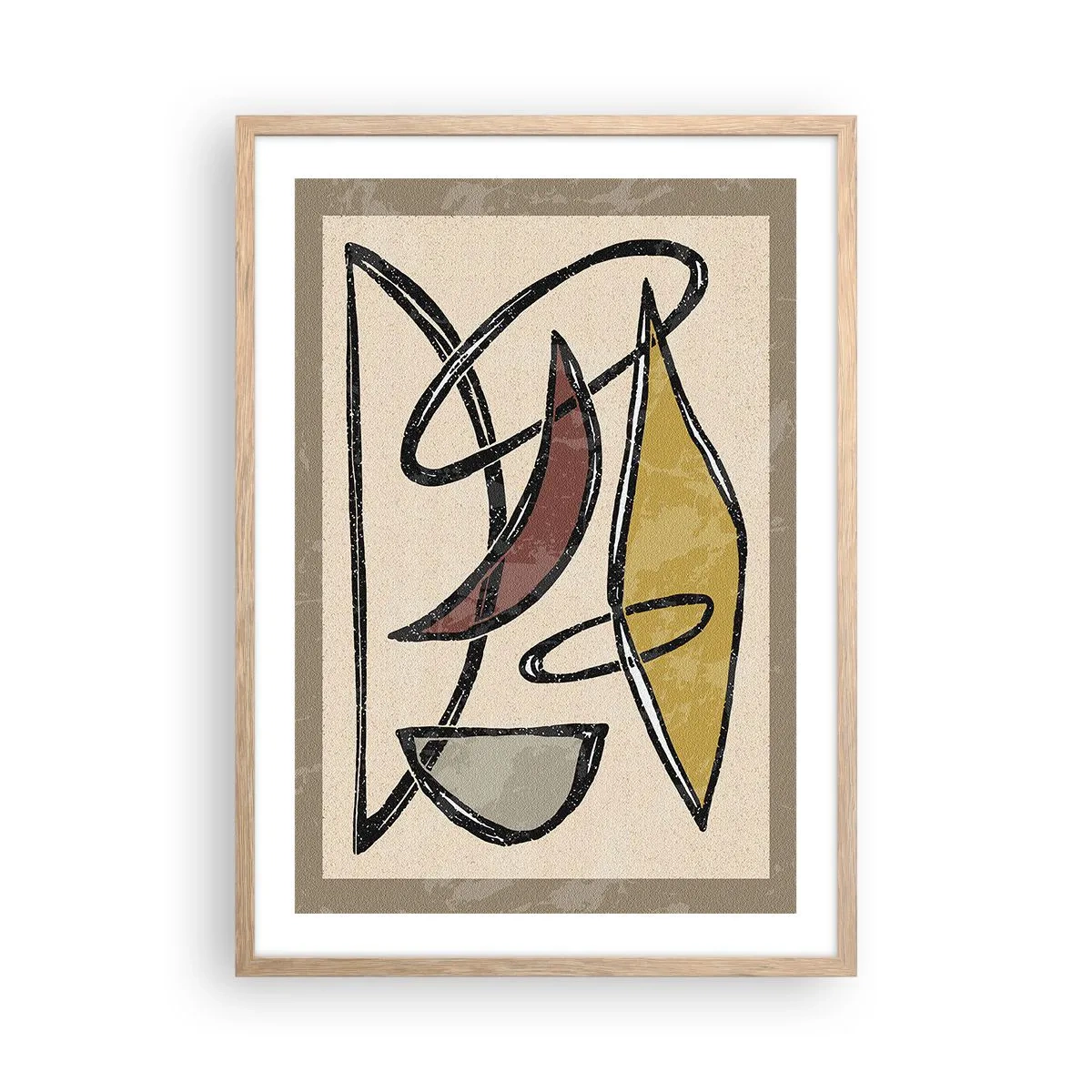 Een poster in een licht eiken lijst - Verticale en horizontale lijnen - 50x70 cm