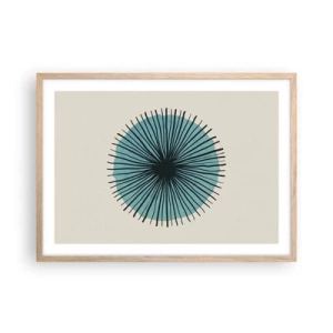 Een poster in een licht eiken lijst - Stralend in het blauw - 70x50 cm