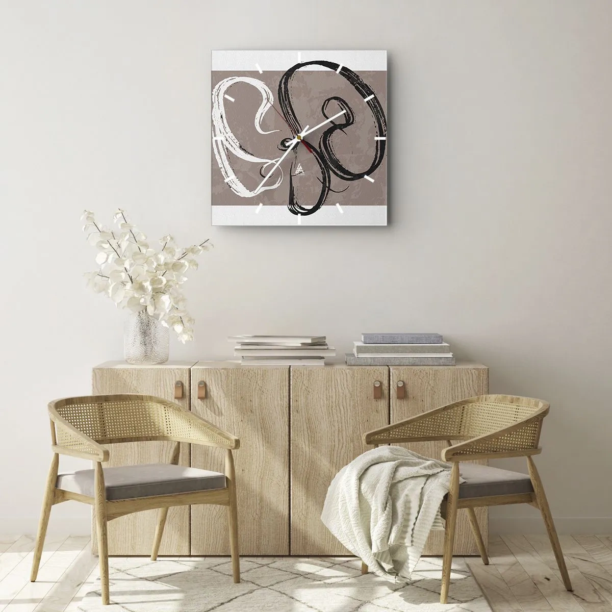 Wandklok - Klok - Compositie – de zoektocht naar volheid - 40x40 cm