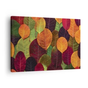 Schilderen op canvas - Kleurrijke bladeren gerangschikt in een herfstpatroon - 70x50cm - Herfst mozaïek - Moderne wanddecoratie voor woonkamer en slaapkamer ARTTOR