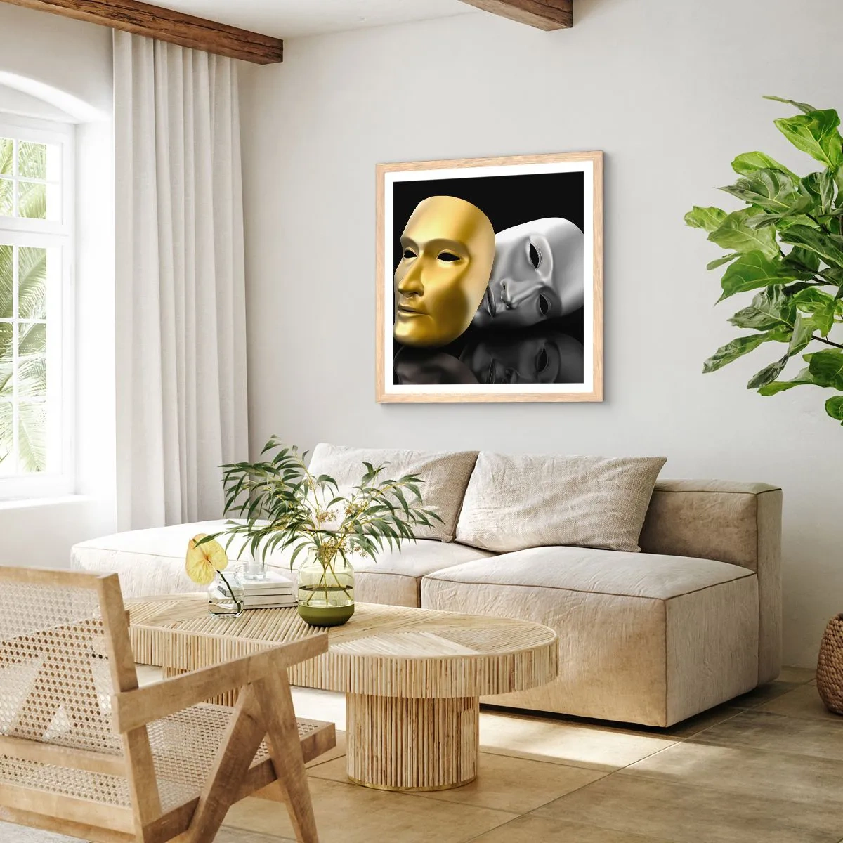 Een poster in een licht eiken lijst - Het leven is theater - 50x50 cm