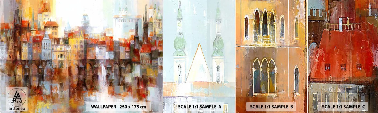 Fotobehang Staaltje Standard Eco - Ook onder de brug is het mooi - Stad, Praag, Architectuur - 100x30 cm