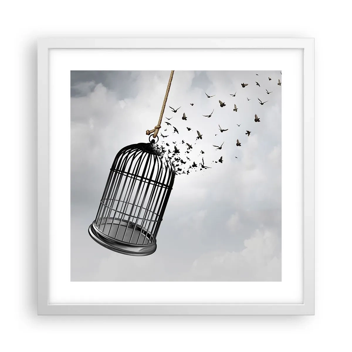 Poster in een witte lijst - Geloof ... Hoop ... Vrijheid! - 40x40 cm