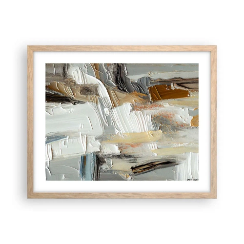 Een poster in een licht eiken lijst - Kleurrijke lagen - 50x40 cm