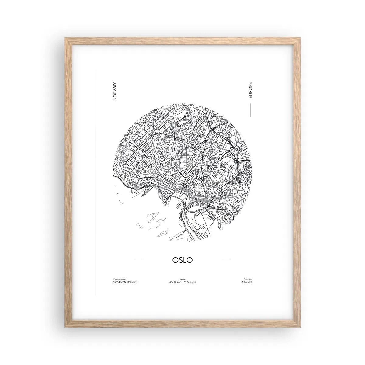 Een poster in een licht eiken lijst - Anatomie van Oslo - 40x50 cm