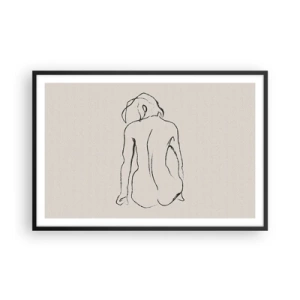 Poster in een zwarte lijst - Naakt meisje - 91x61 cm