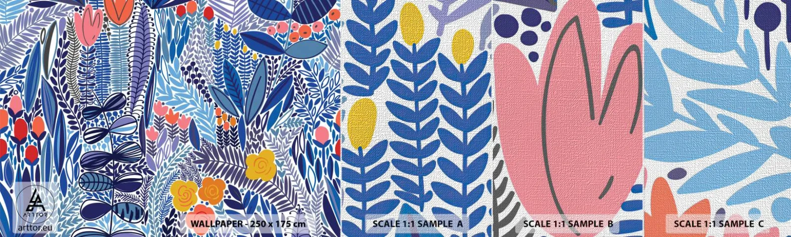 Fotobehang Monster Premium Canvas - Hawaiiaanse tuin - Bloemen, Bladeren, Wei - 100x30 cm