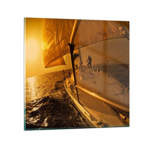 Schilderen op glas - Een gouden avond na een kleurrijke dag - 30x30 cm