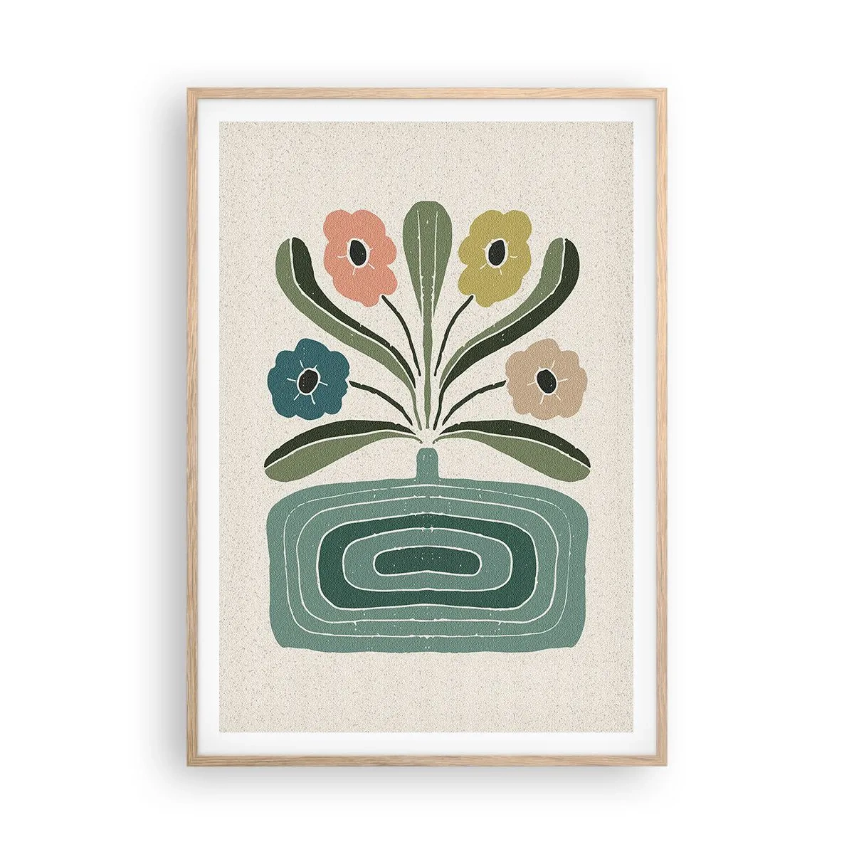 Een poster in een licht eiken lijst - Symmetrisch boeket - 70x100 cm