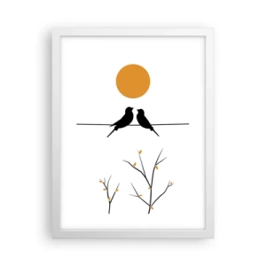 Poster in een witte lijst - Nachtegalen avond - 30x40 cm