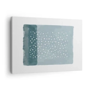Schilderen op canvas - Een minimalistisch schilderij in blauwtinten met stippen - 70x50cm - Gegroeid op blauw - Moderne wanddecoratie voor woonkamer en slaapkamer ARTTOR