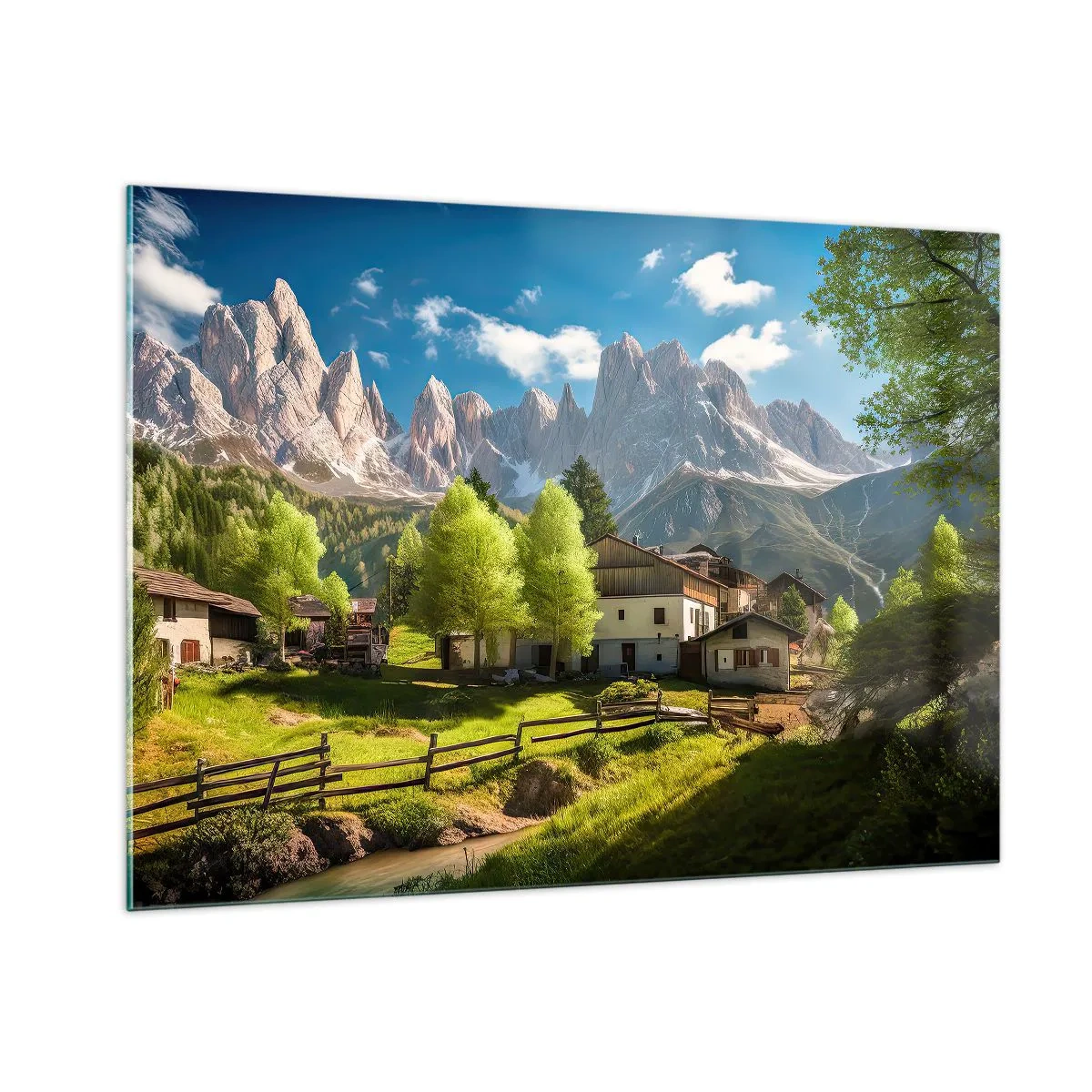 Schilderen op glas - Alpine idylle - 100x70 cm