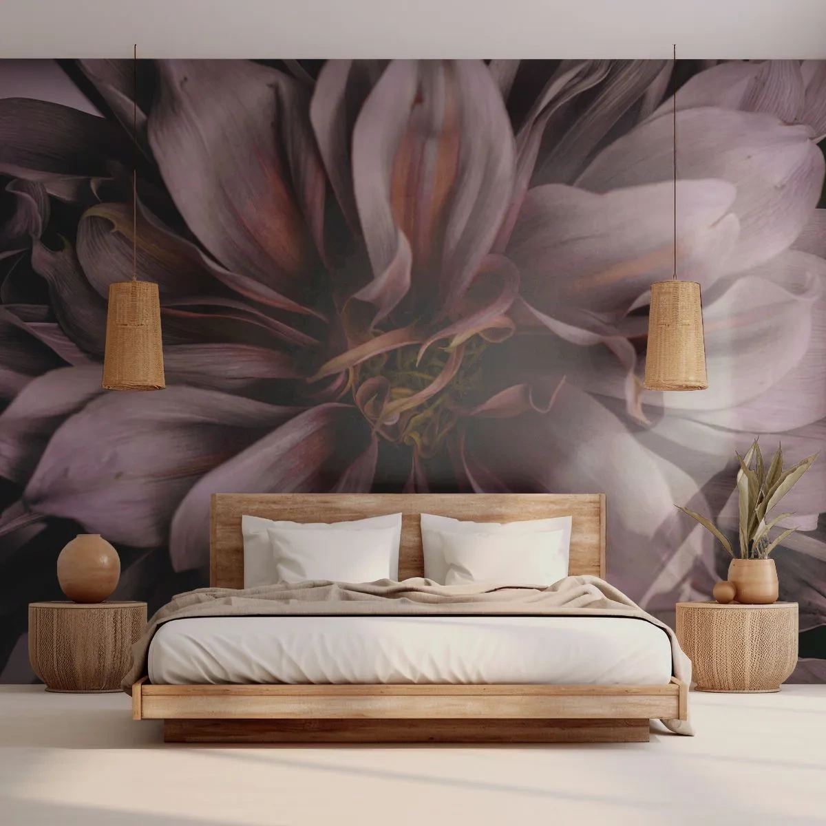 Fotobehang Premium Canvas - Een bloemenhart - Boeket bloemen, Dahlia, Bloem - 250x175 cm