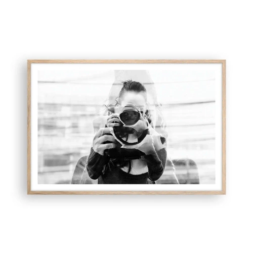 Een poster in een licht eiken lijst - Maker en materiaal - 91x61 cm